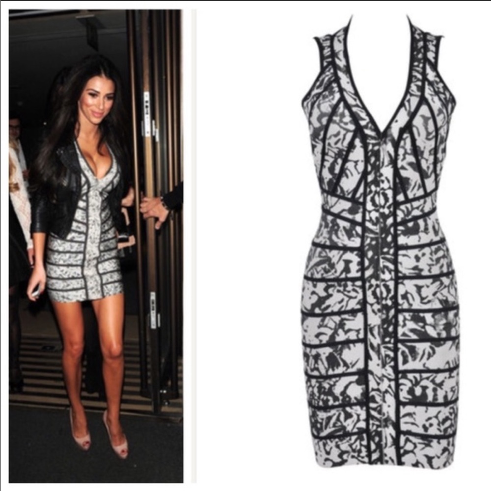 House of CB bodycon floral print halter neck dress